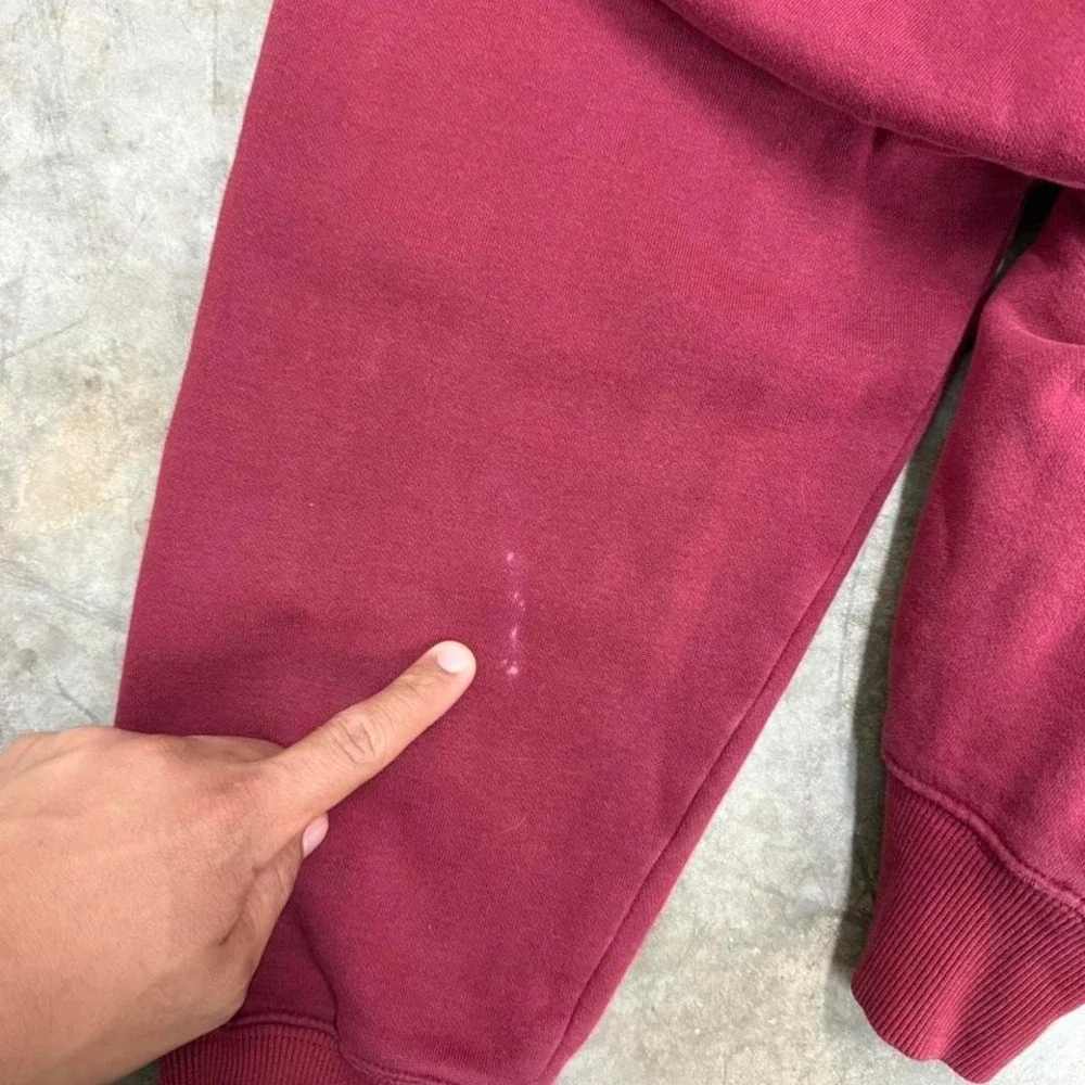 Y2K Burgundy and White Adidas‎ Hoodie Size L